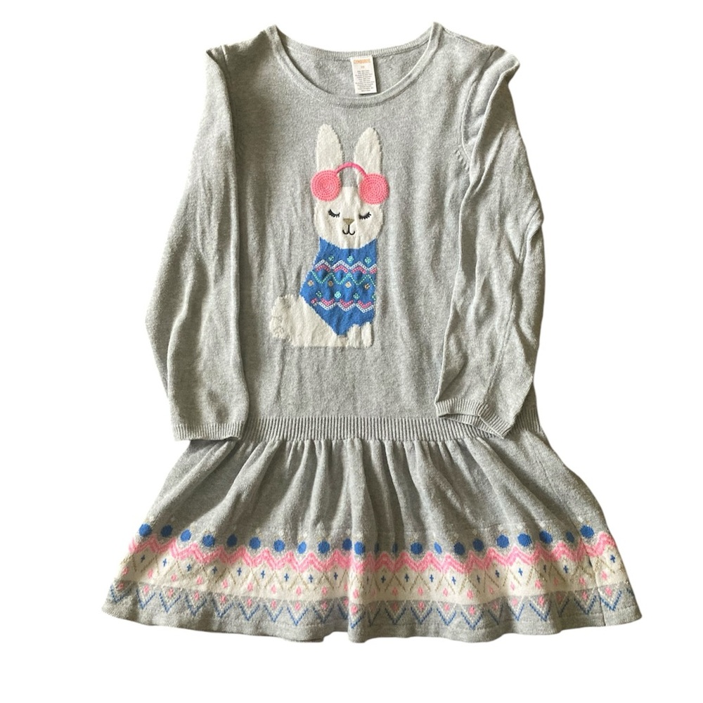 Gymboree Snowflake Fun Girls 10 Gray  Heather Bunny Sweater Dress‎ Drop Waist